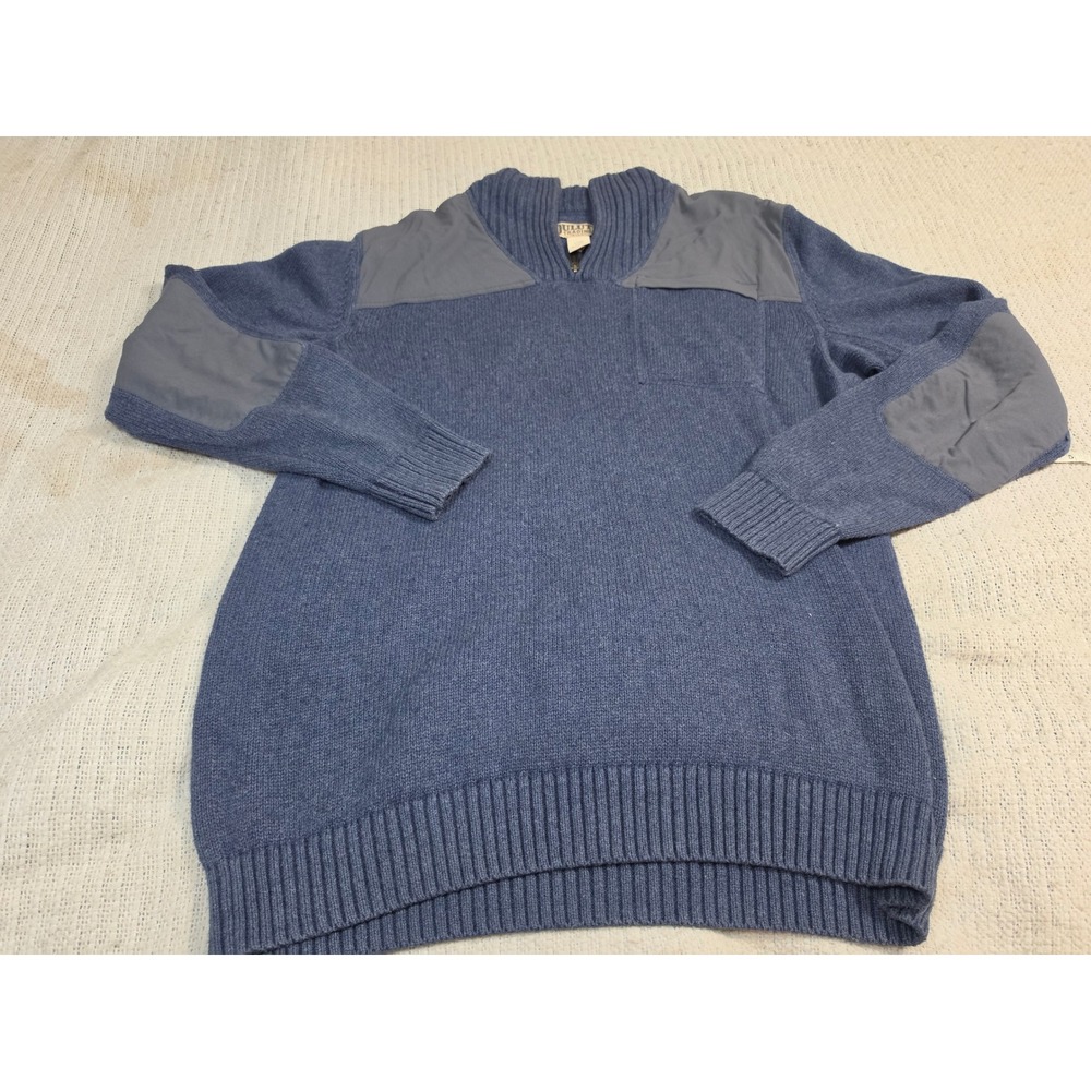 Duluth Trading Co Mens Large Tall Blue Quarter Zip Cotton Wool Sweater 3237-29